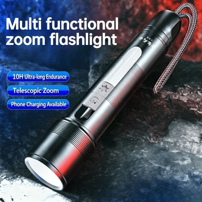 Outdoor Lighting Portable - Multi Functional LED Flashlight Zoomable COB