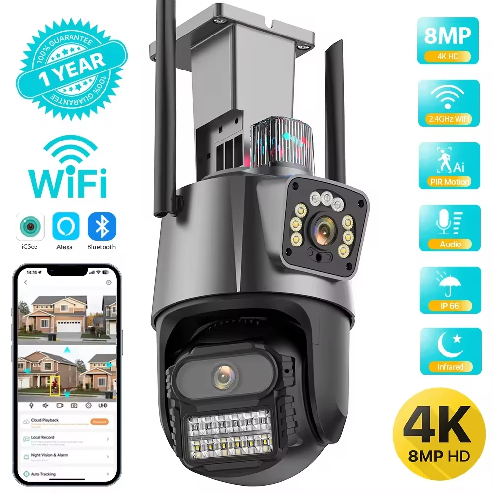 Outdoor Lighting No Electricity - Outdoor Wifi PTZ Camera 4K 8MP