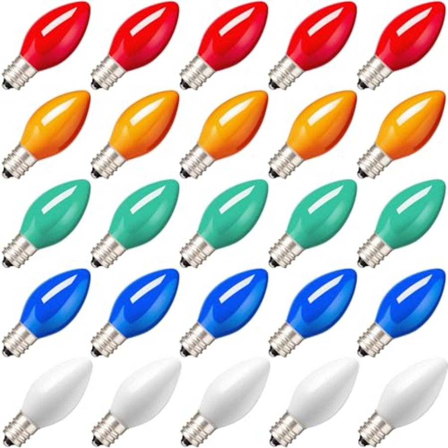 Outdoor Lighting Volt - 25 Pack Replacement Light Bulbs, Christmas