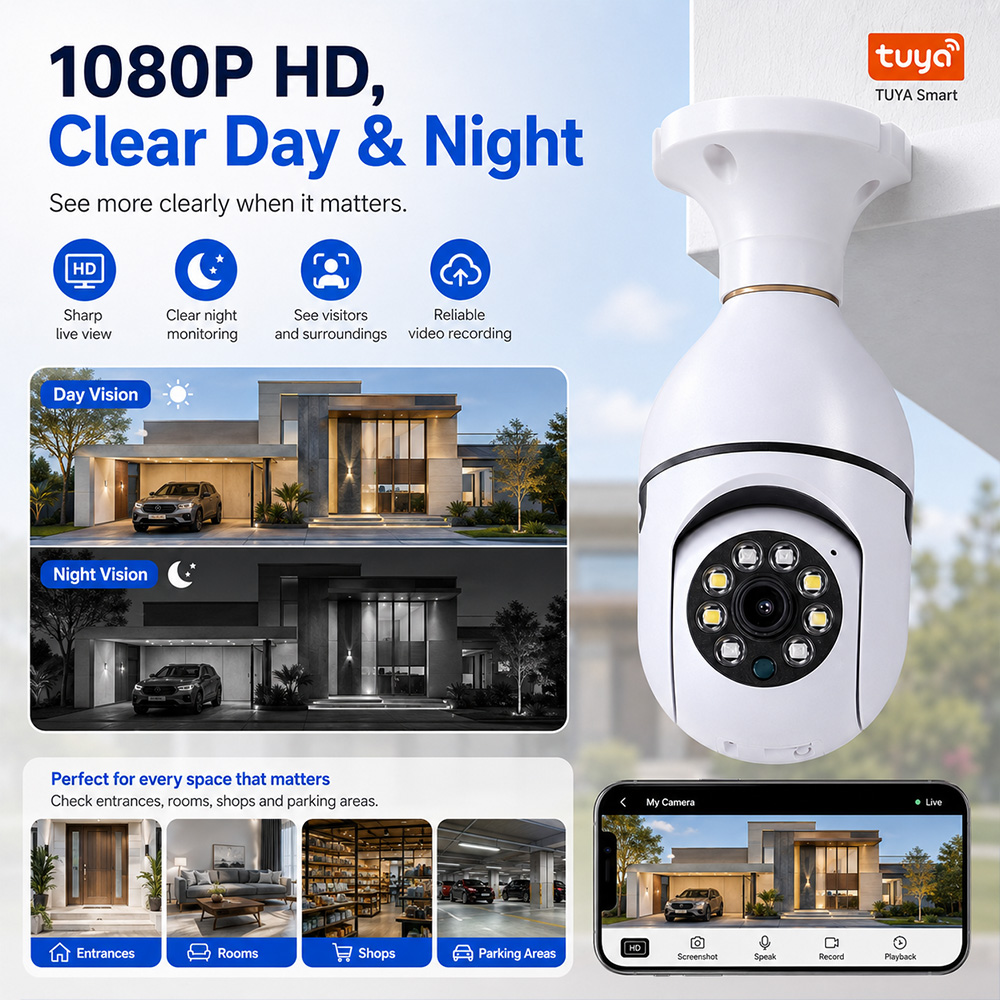 Bulb Camera  Tuya Wireless Lig - Outdoor Lighting No Electricity ulasan dan harga