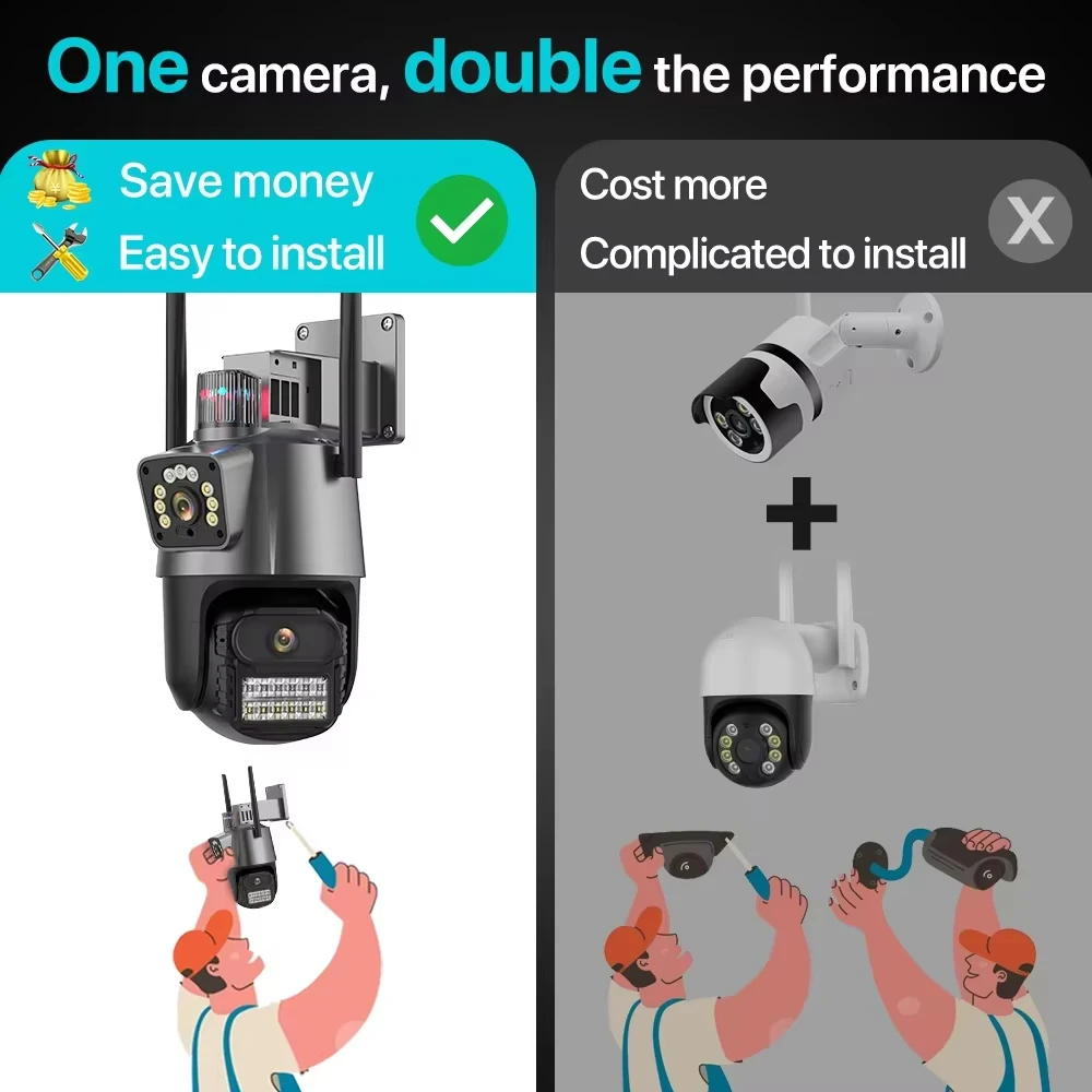 Outdoor Wifi PTZ Camera 4K 8MP - Outdoor Lighting No Electricity ulasan dan harga