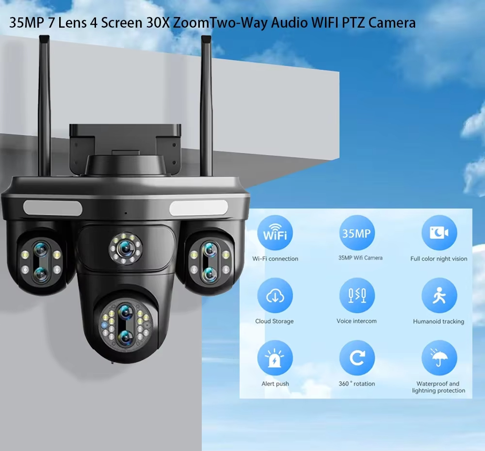 35MP Multi-Lens PTZ IP Camera  - Outdoor Lighting No Electricity ulasan dan harga