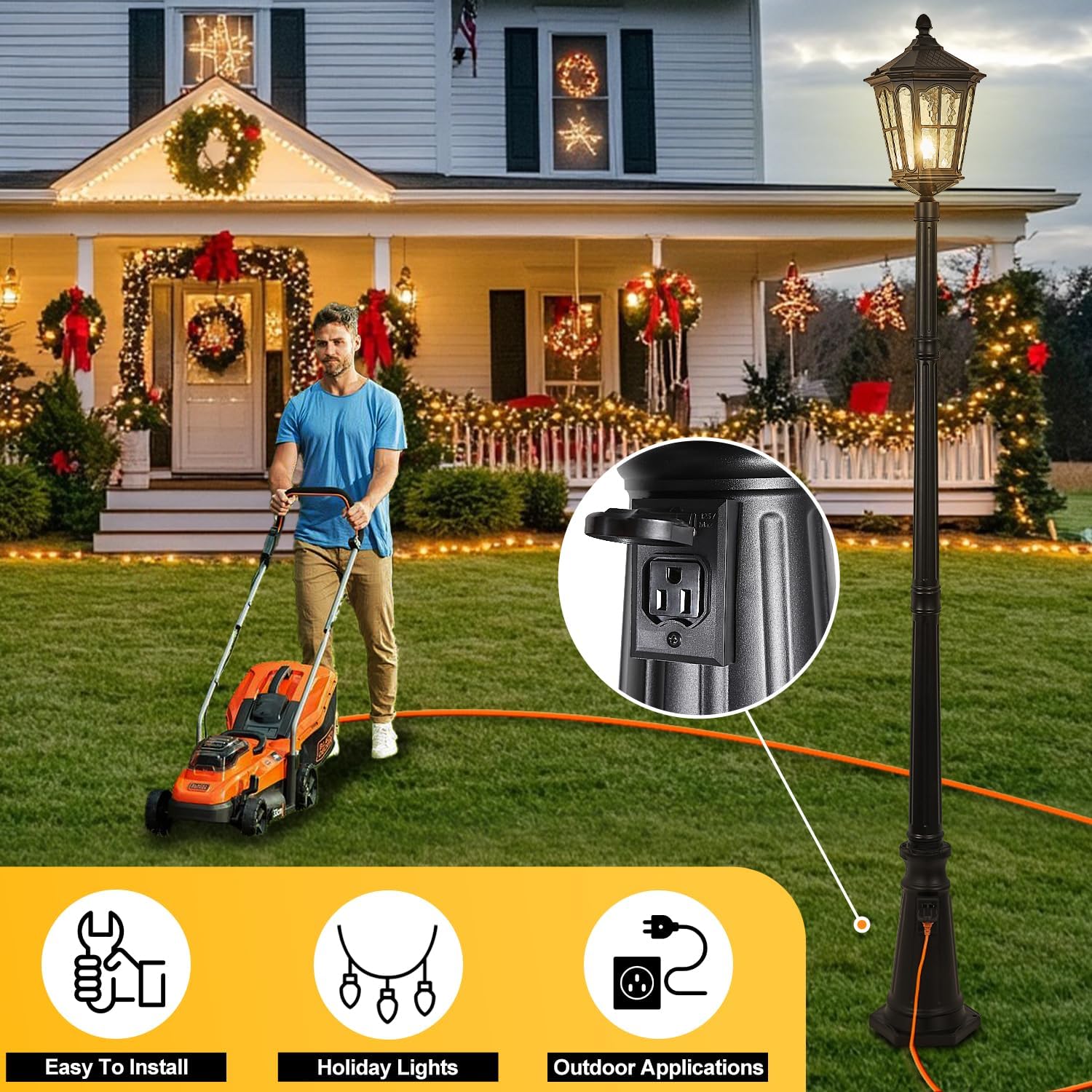 Waterproof outdoor pole light  - Outdoor Lighting No Outlet ulasan dan harga